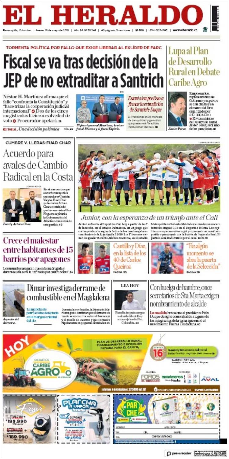 Portada de El Heraldo (Colombia)