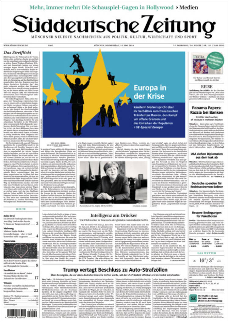 Portada de Sueddeutsche (Alemania)