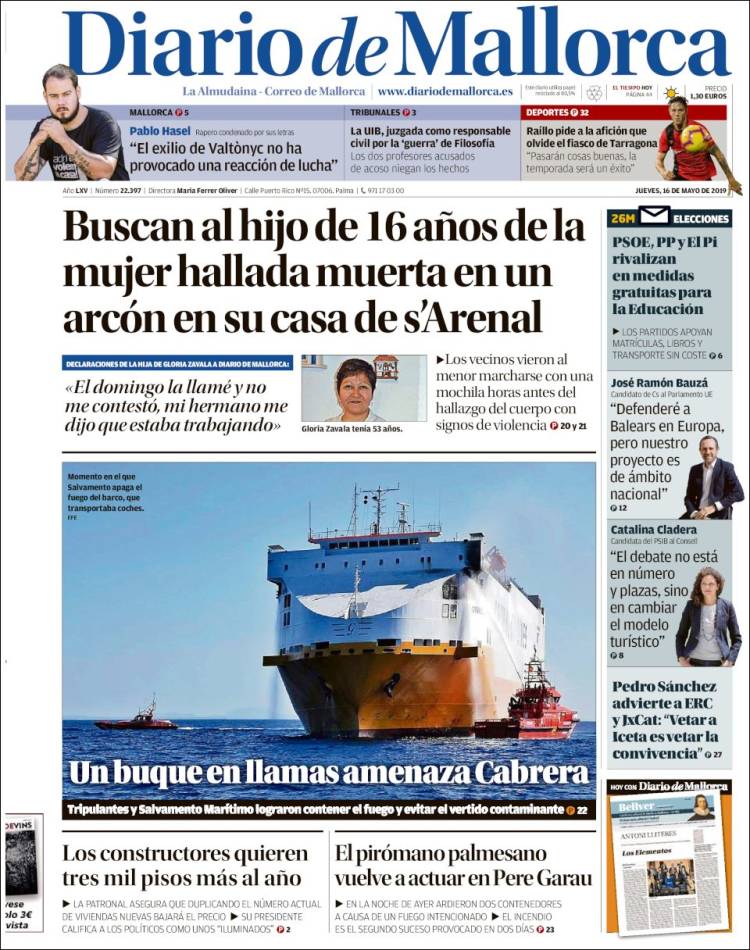 Portada de Diario de Mallorca (España)