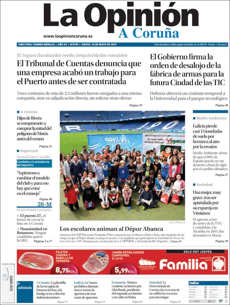 Portada de La Opinión de A Coruña (España)