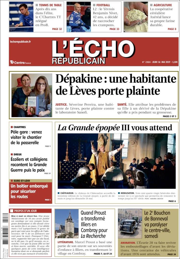 Portada de L'Echo Républicain (Francia)