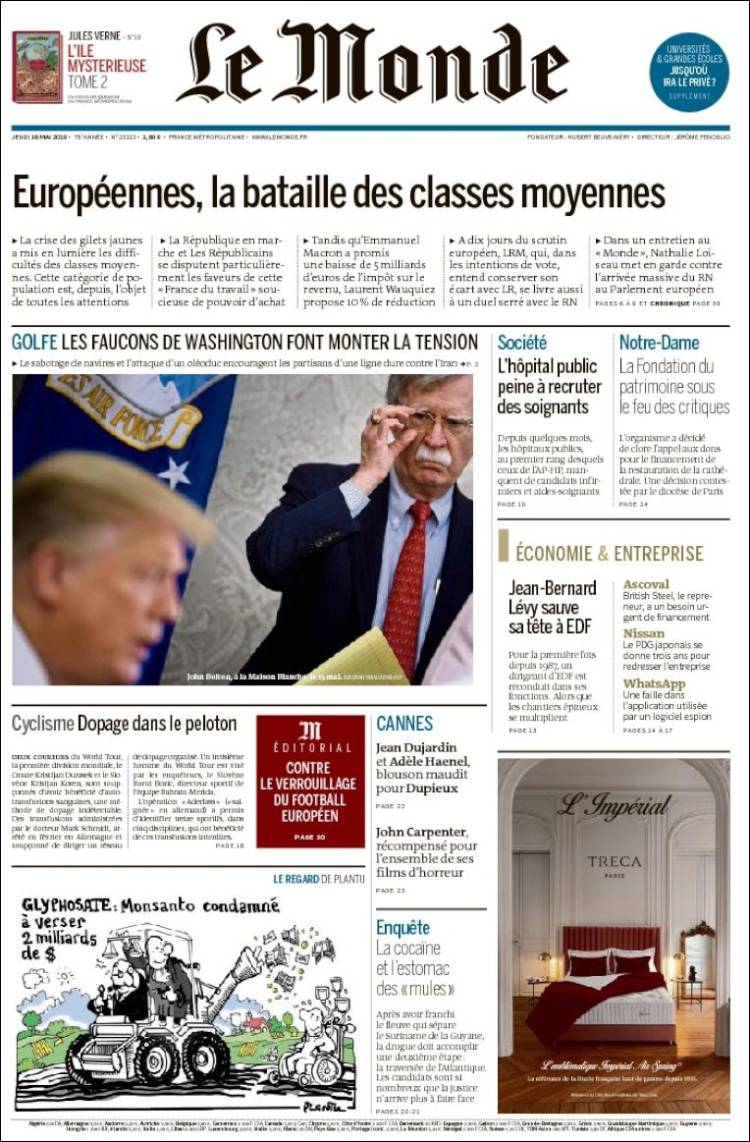 Portada de Le Monde (France)