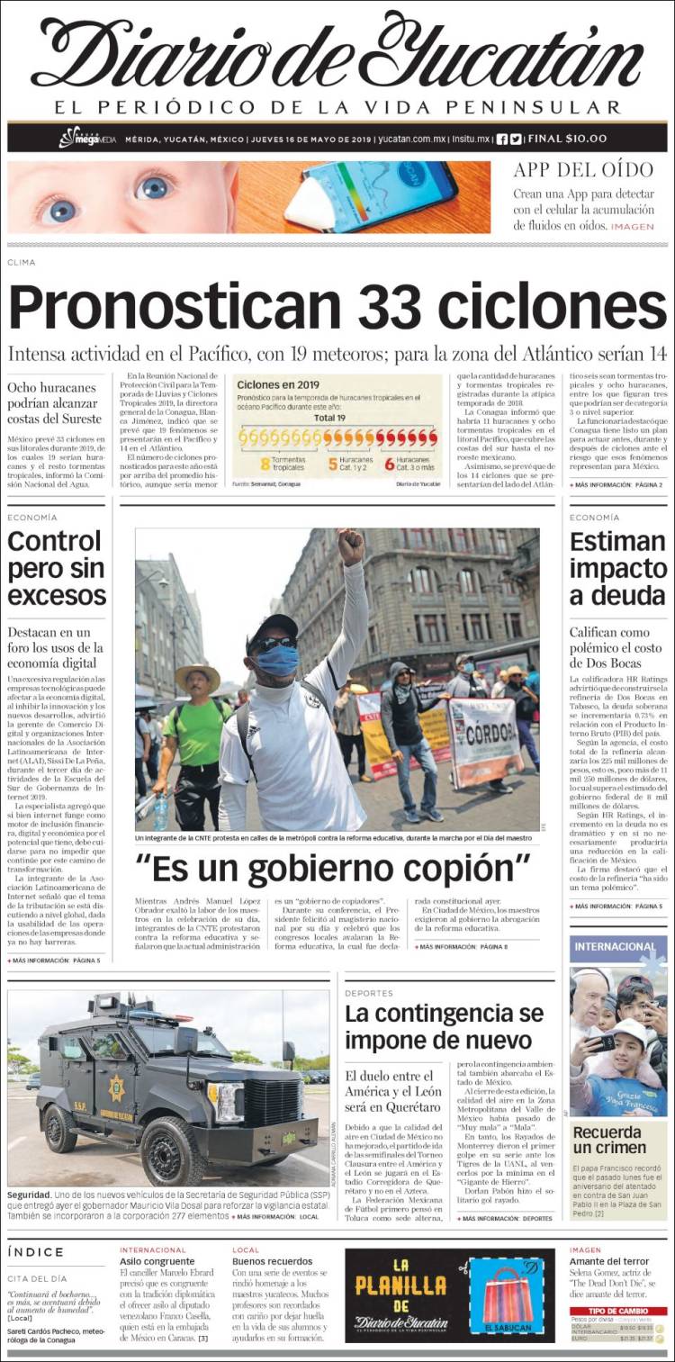 Portada de Diario de Yucatán (Mexico)