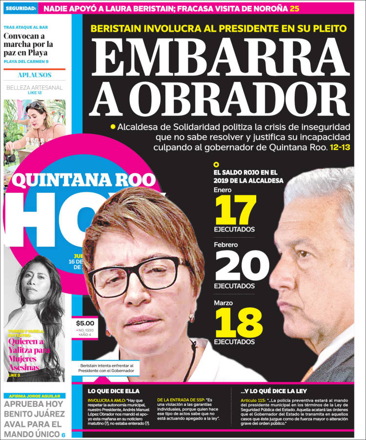 Portada de Quintana Roo HOY (Mexico)