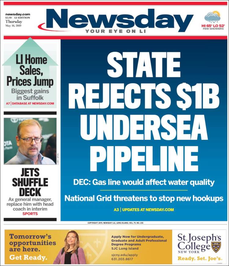 Portada de Newsday (USA)