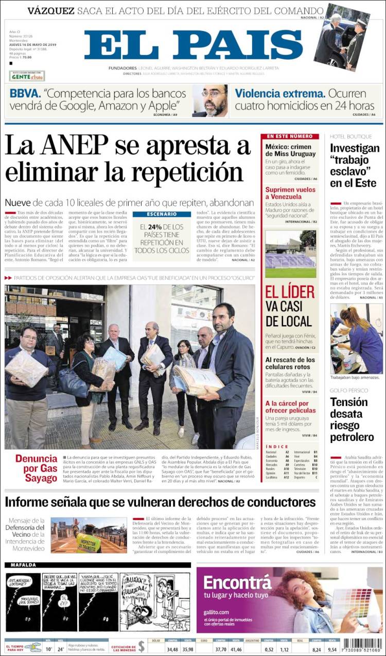 Portada de El País (Uruguay)