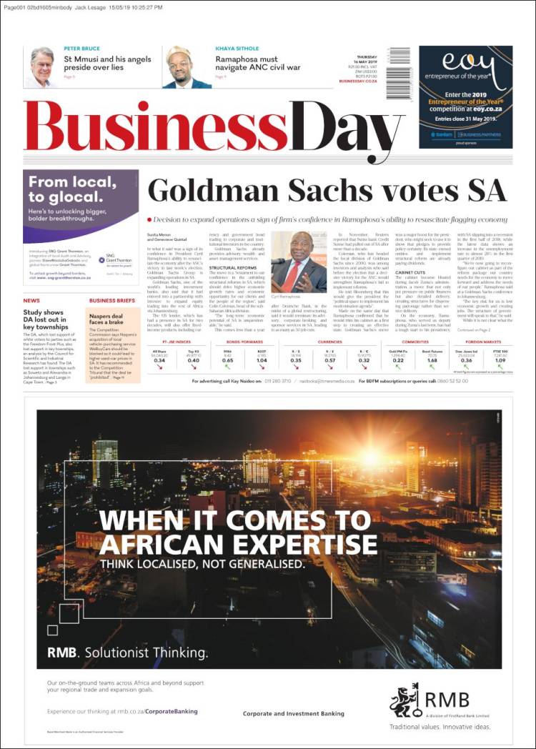 Portada de Business Day (South Africa)