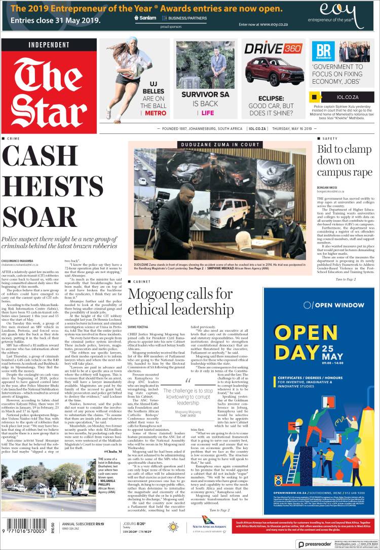 Portada de The Star (South Africa)