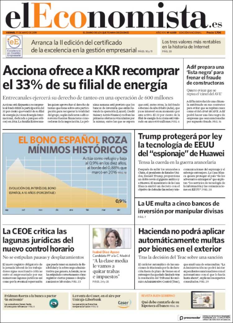 Portada de El Economista (Espa&ntilde;a)