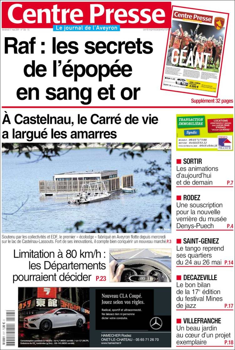 Portada de Centre Presse (Francia)