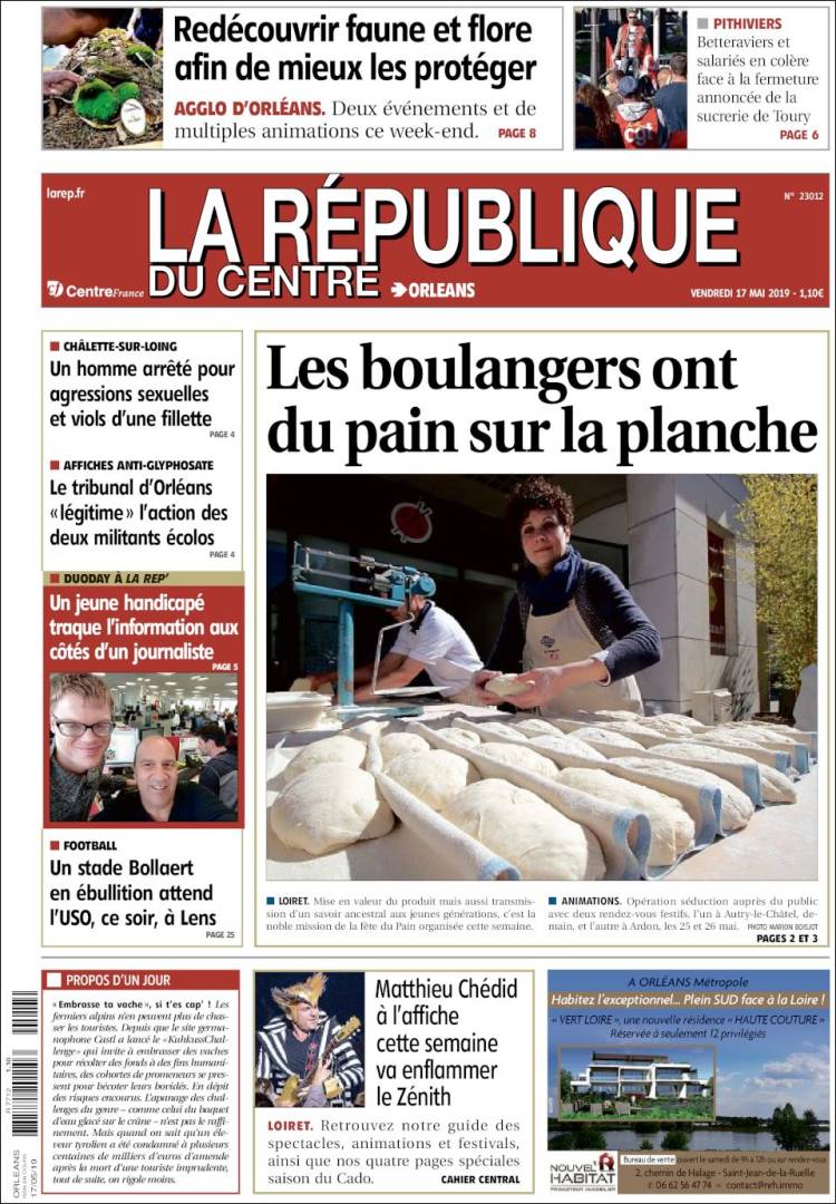 Portada de La République du Centre (Francia)