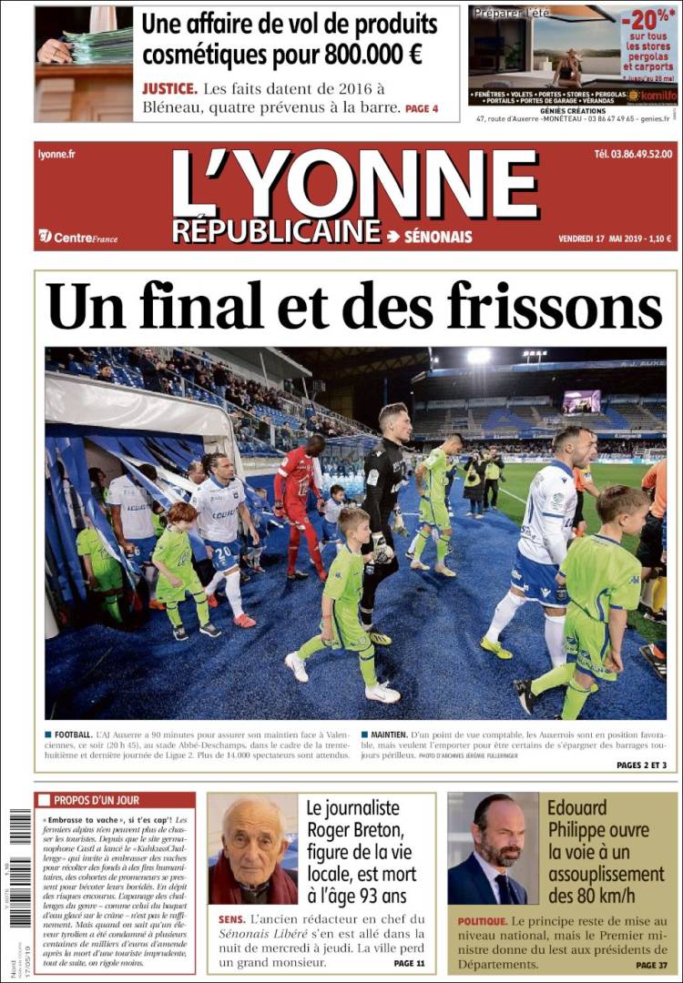 Portada de L'Yonne-Républicaine (Francia)