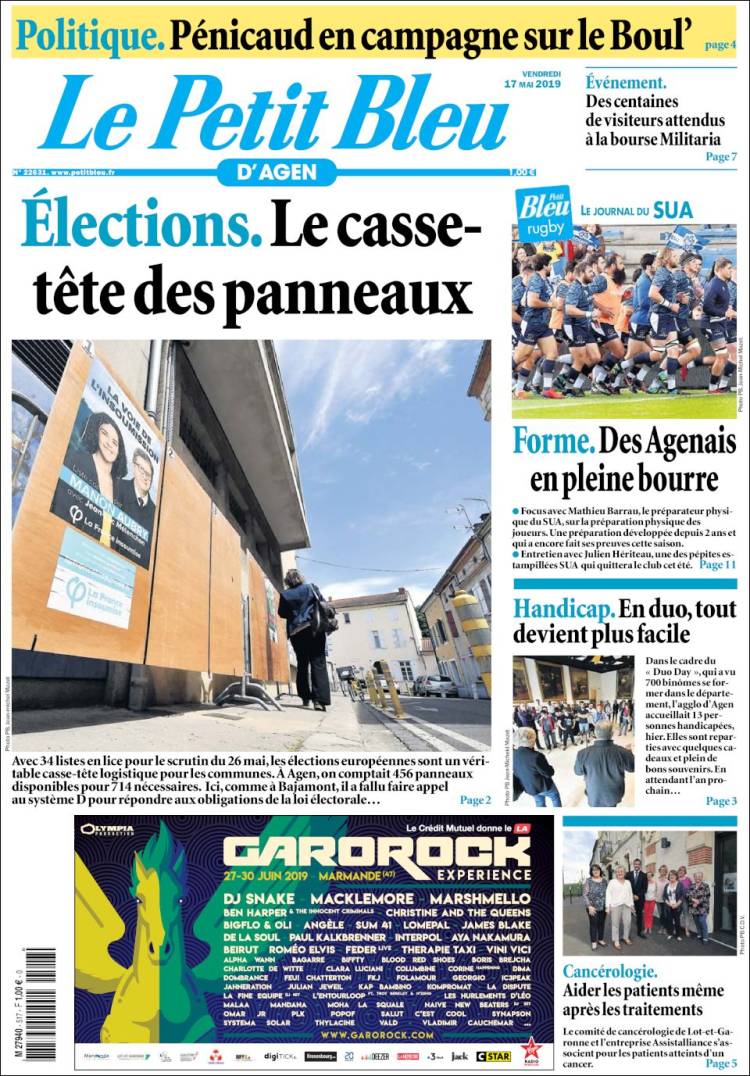 Portada de Le Petit Bleu (Francia)