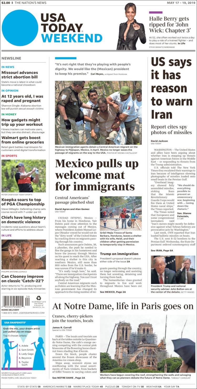 Portada de USA Today (USA)