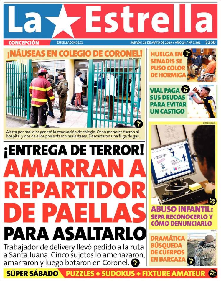 Portada de La Estrella de Concepción (Chile)