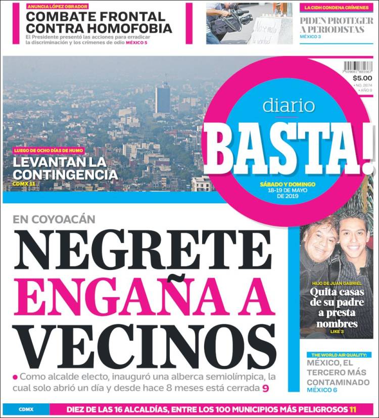 Portada de Diario Basta (México)