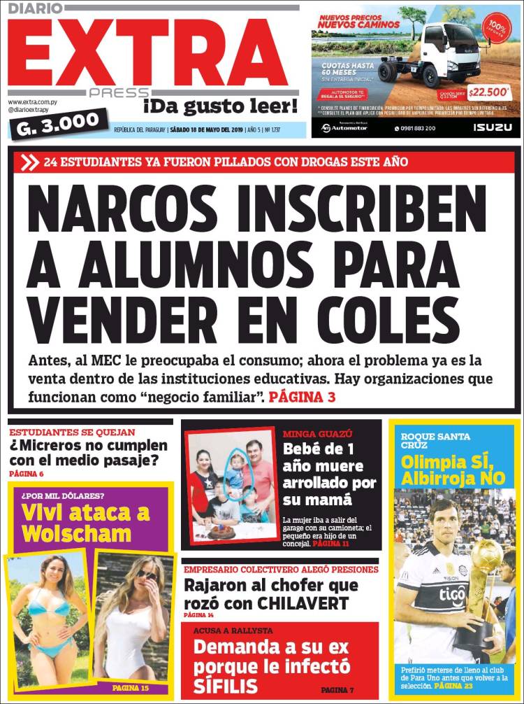 Portada de Diario Extra (Paraguay)