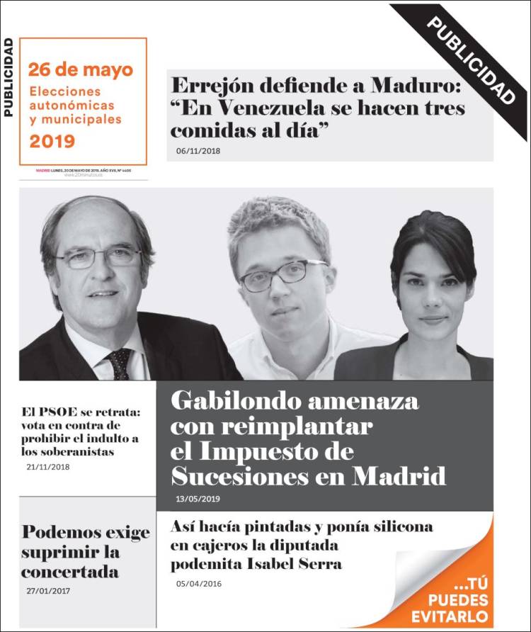 Portada de 20 Minutos - Madrid (Spain)