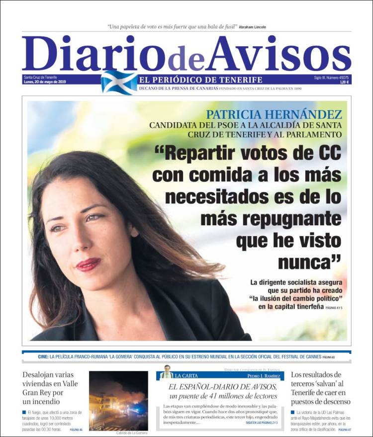 Portada de Diarios de Avisos (España)