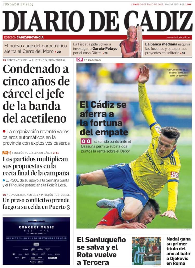 Portada de Diario de Cádiz (España)