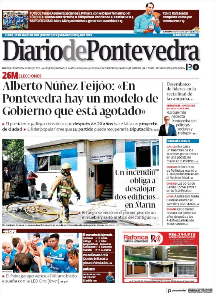 Portada de Diario de Pontevedra (España)