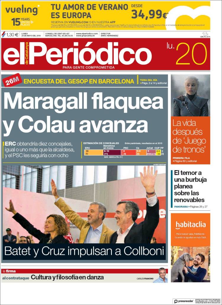 Portada de El Periódico (España)