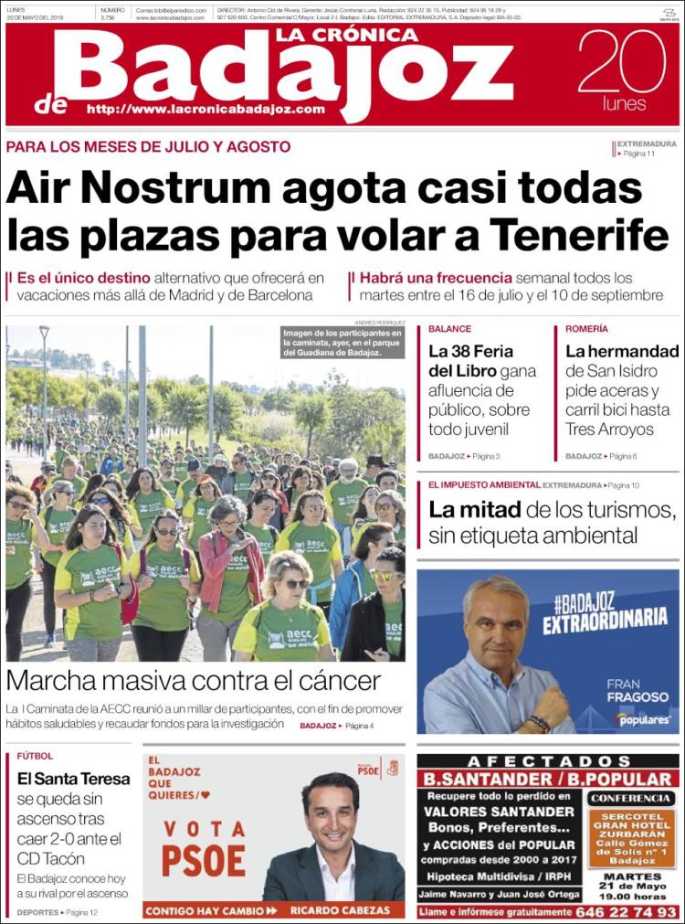 Portada de El Periódico de Extremadura (Spain)