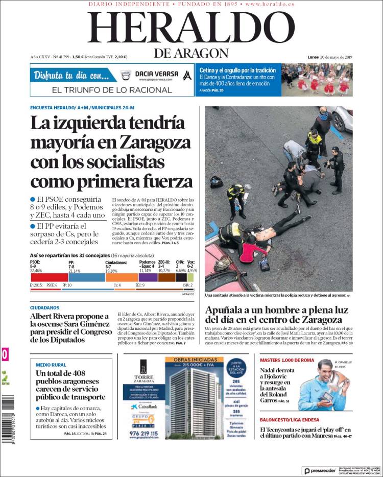 Portada de Heraldo de Aragón (Spain)