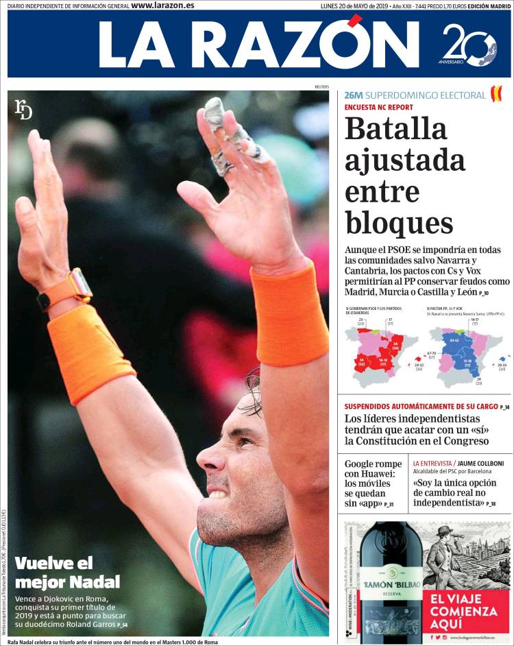 Portada de La Razón (España)