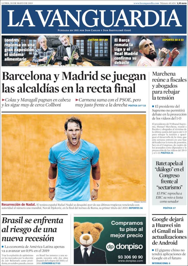 Portada de La Vanguardia (España)