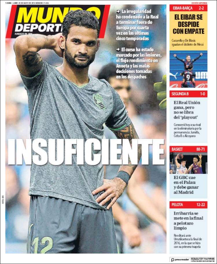 Portada de Mundo Deportivo Gipuzkoa (España)