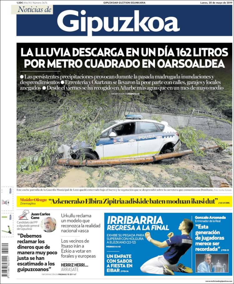 Portada de Noticias de Gipuzkoa (Spain)