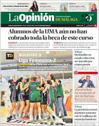 Portada de La Opinión de Málaga (España)