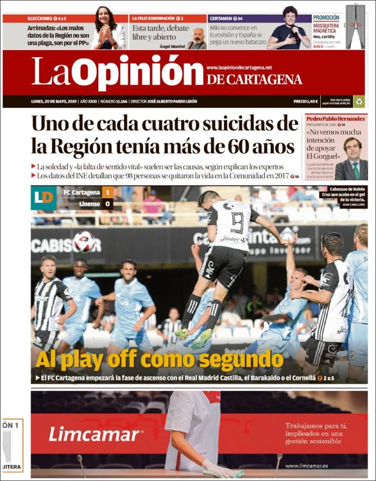 Portada de La Opinión de Murcia (España)