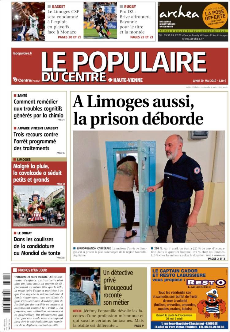 Portada de Le Populaire du Centre (Francia)