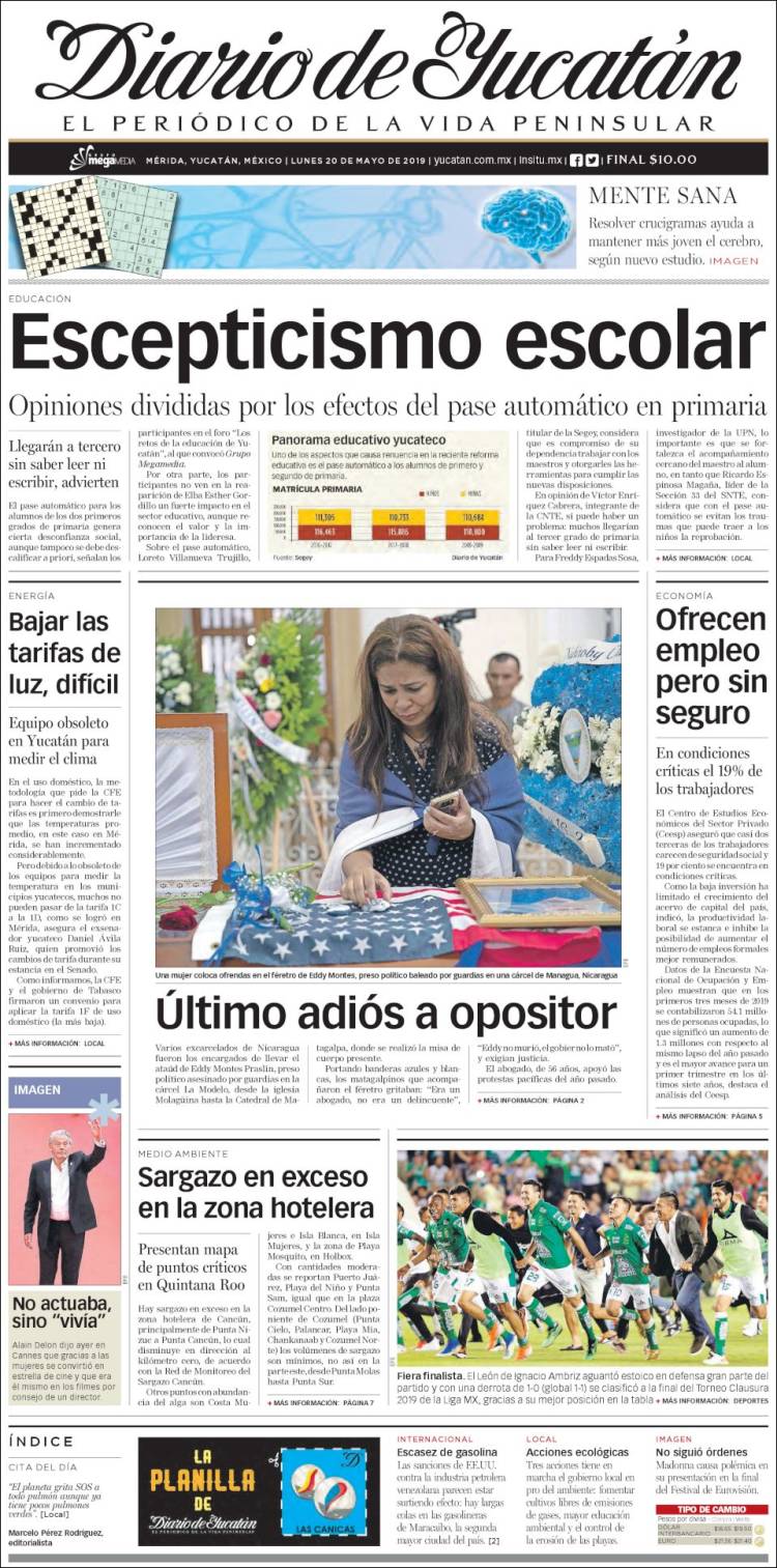 Portada de Diario de Yucatán (México)