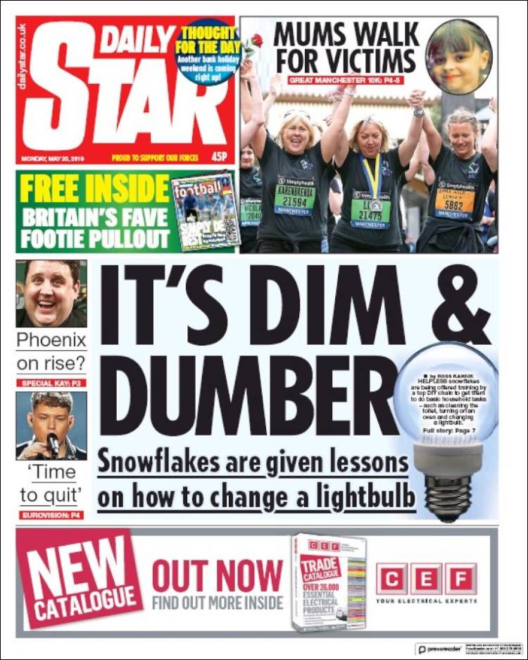 Portada de Daily Star (Reino Unido)