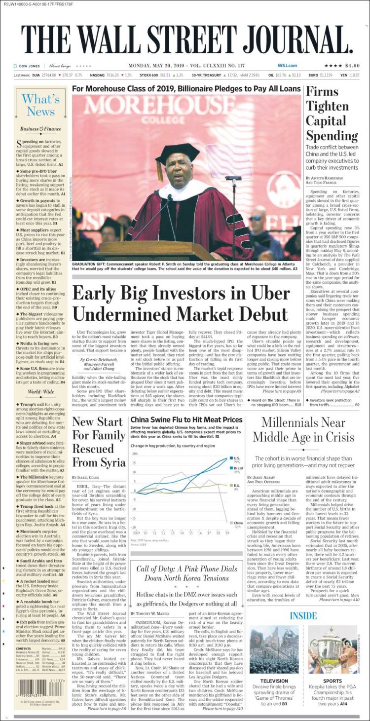 Portada de Wall Street Journal (USA)