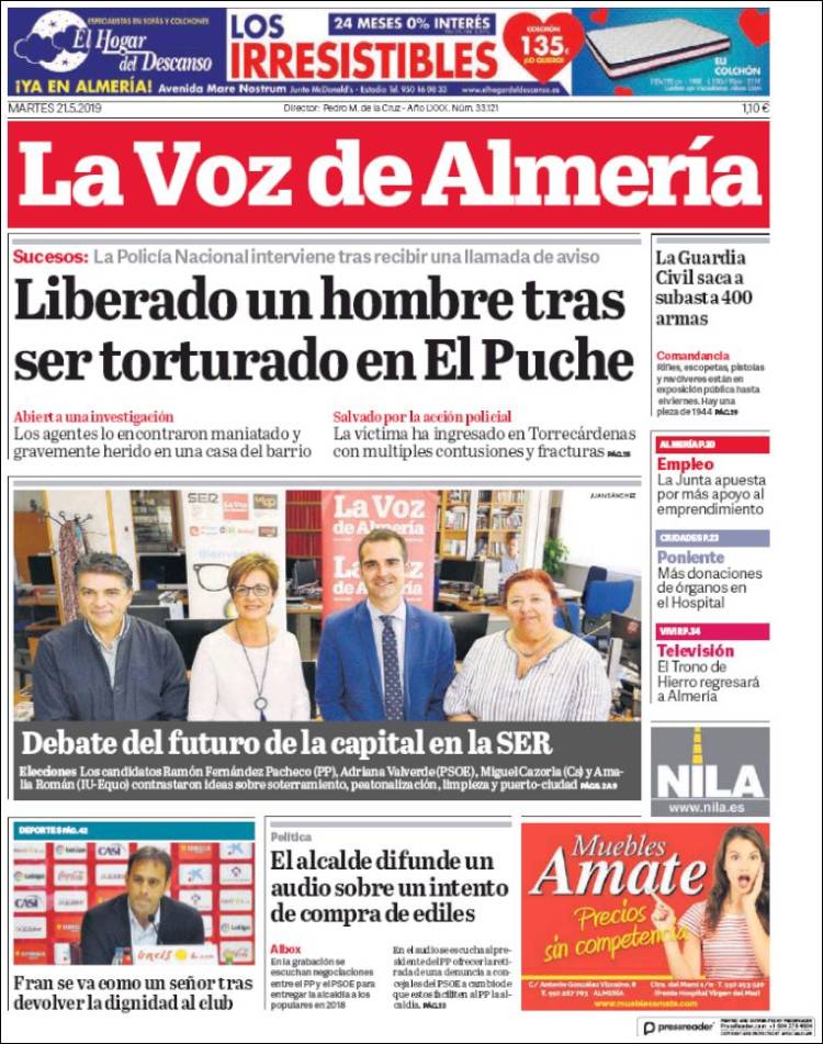 Portada de La Voz de Almería (España)