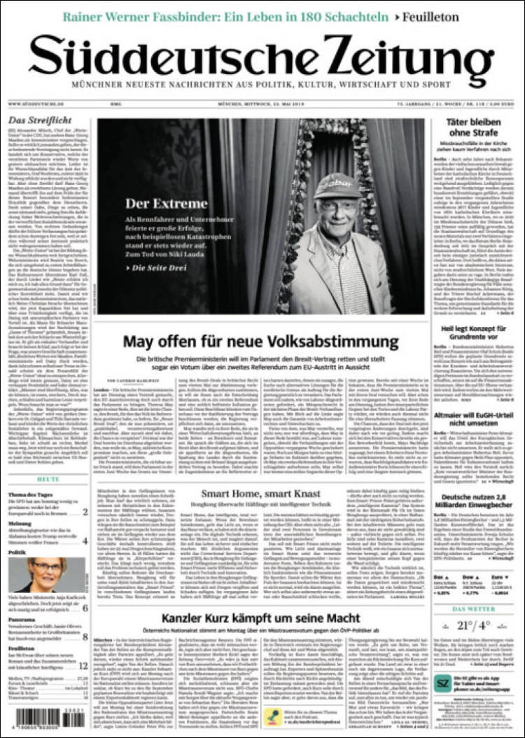 Portada de Sueddeutsche (Alemania)