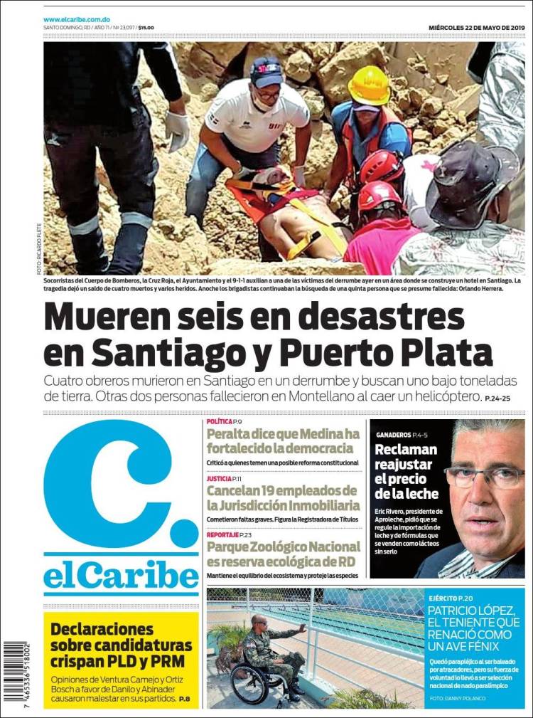 Portada de El Caribe (R. Dominicana)