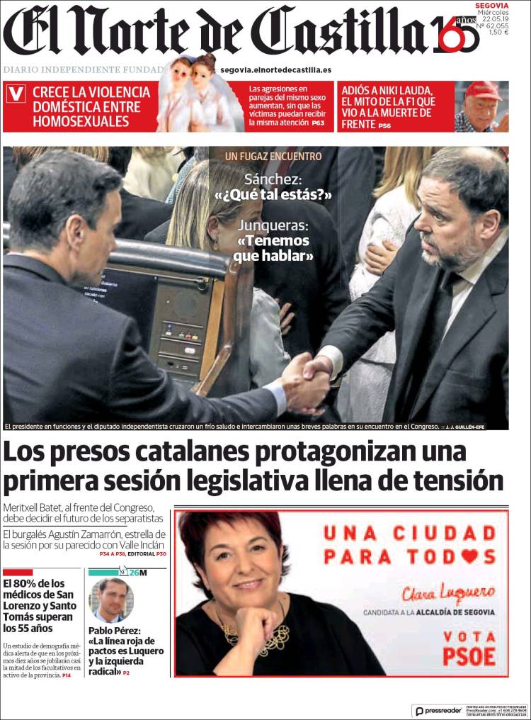 Portada de Norte de Castilla - Segovia (Espa&ntilde;a)