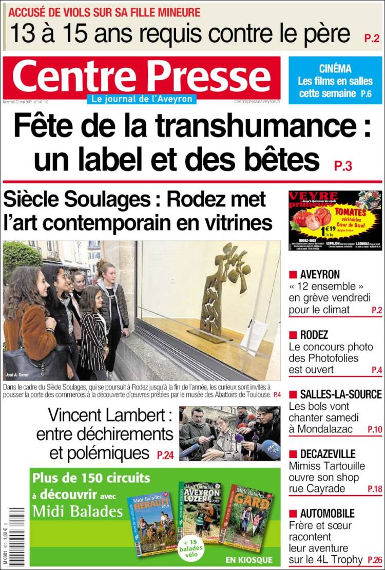 Portada de Centre Presse (Francia)