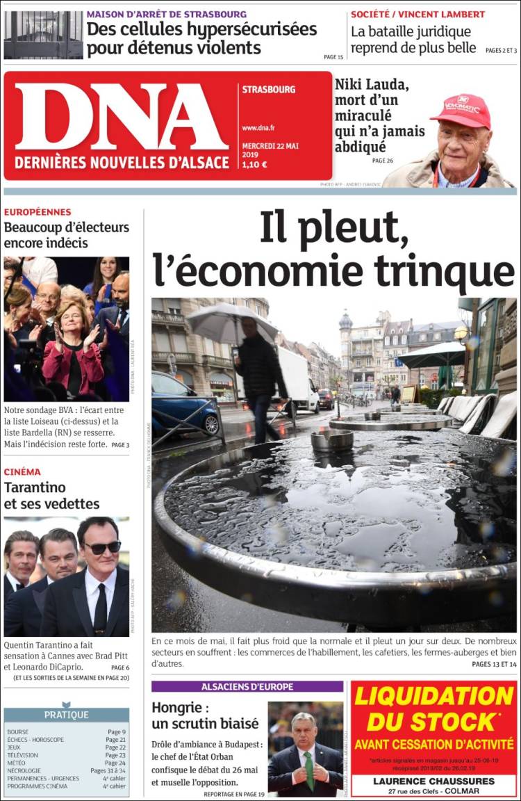 Portada de Les Dernières Nouvelles d'Alsace (France)