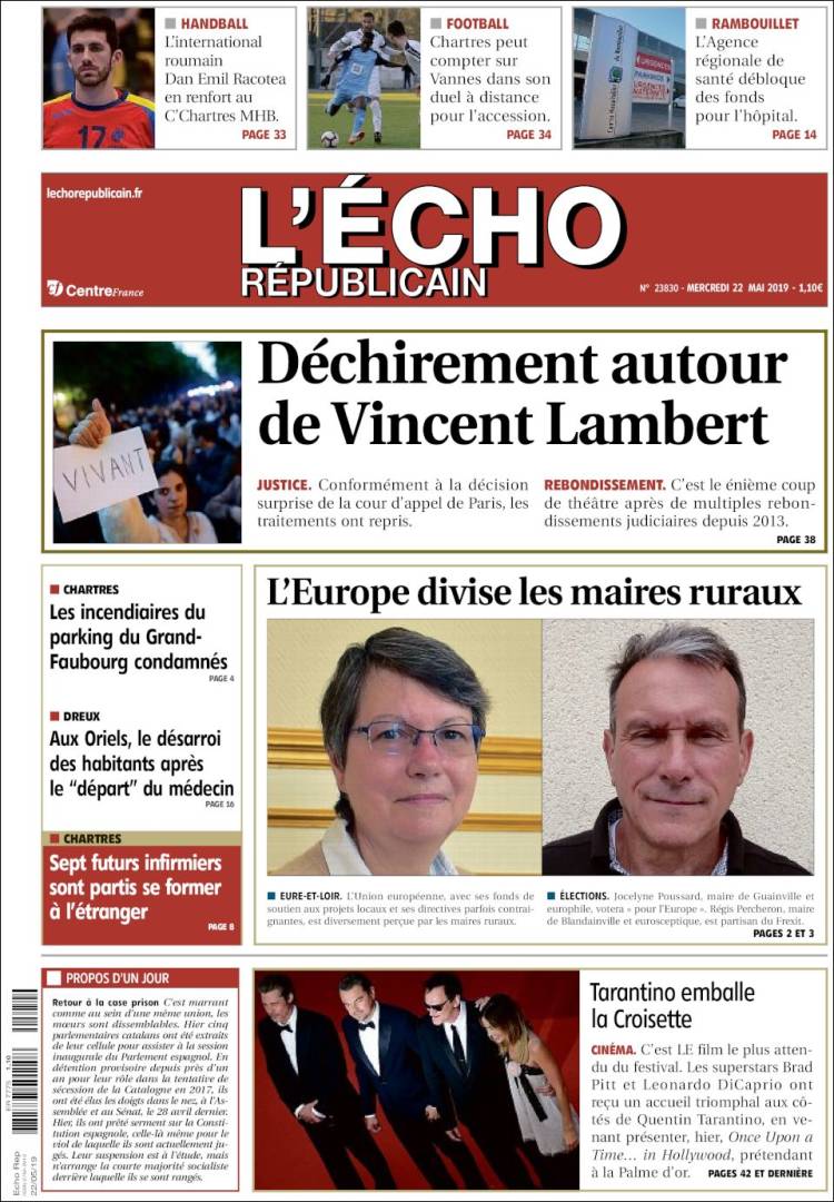 Portada de L'Echo Républicain (Francia)