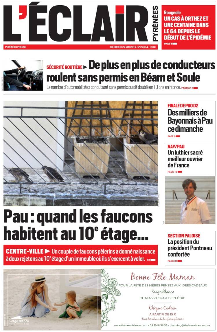 Portada de L'Eclair des Pyrénées (France)