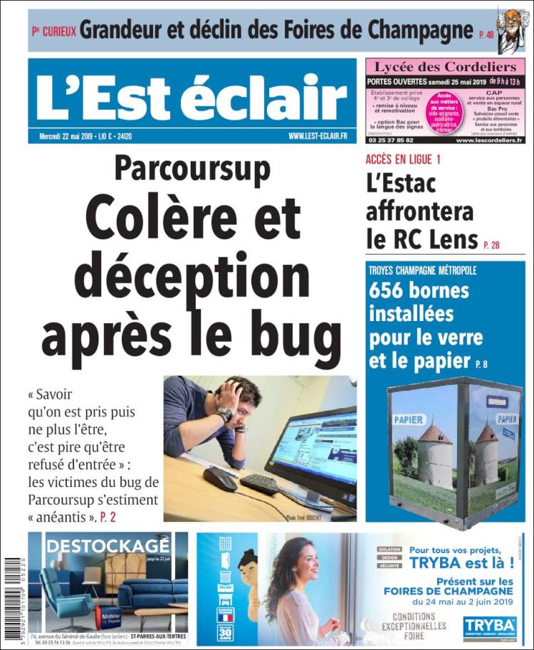 Portada de L'Est Eclair (France)