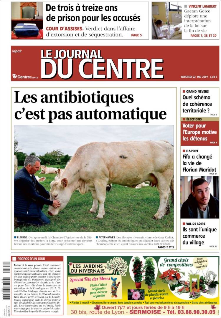 Portada de Le Journal du Centre (Francia)