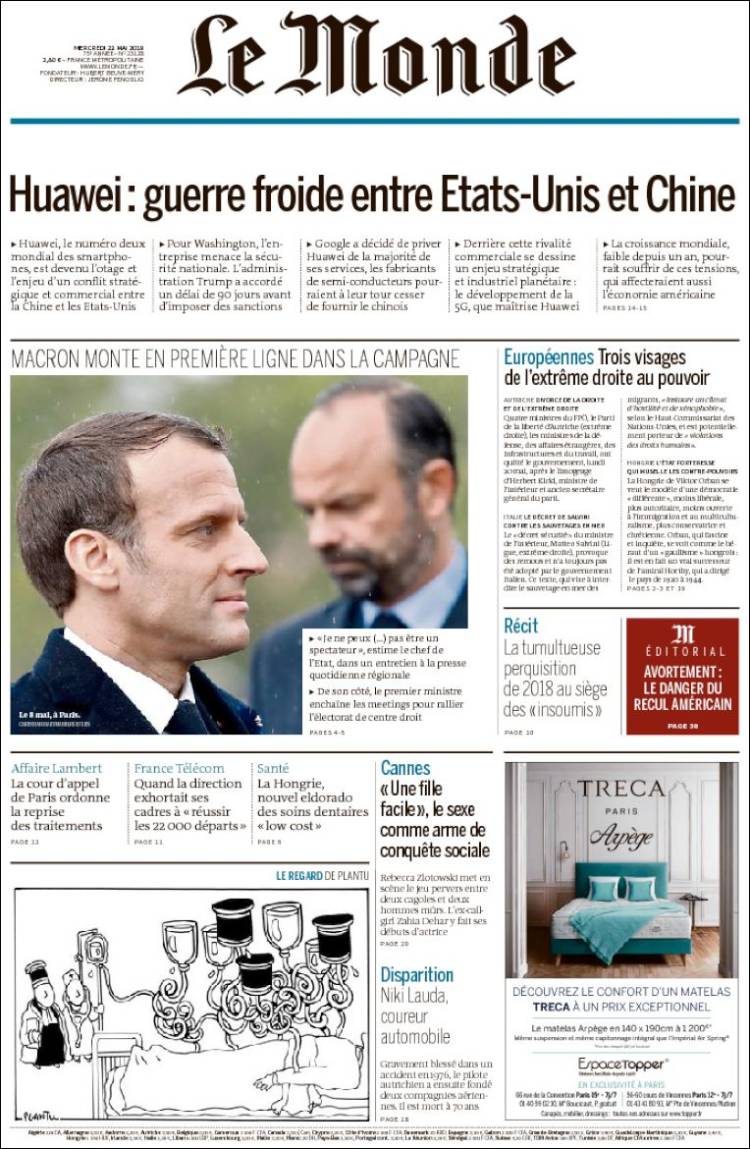 Portada de Le Monde (France)