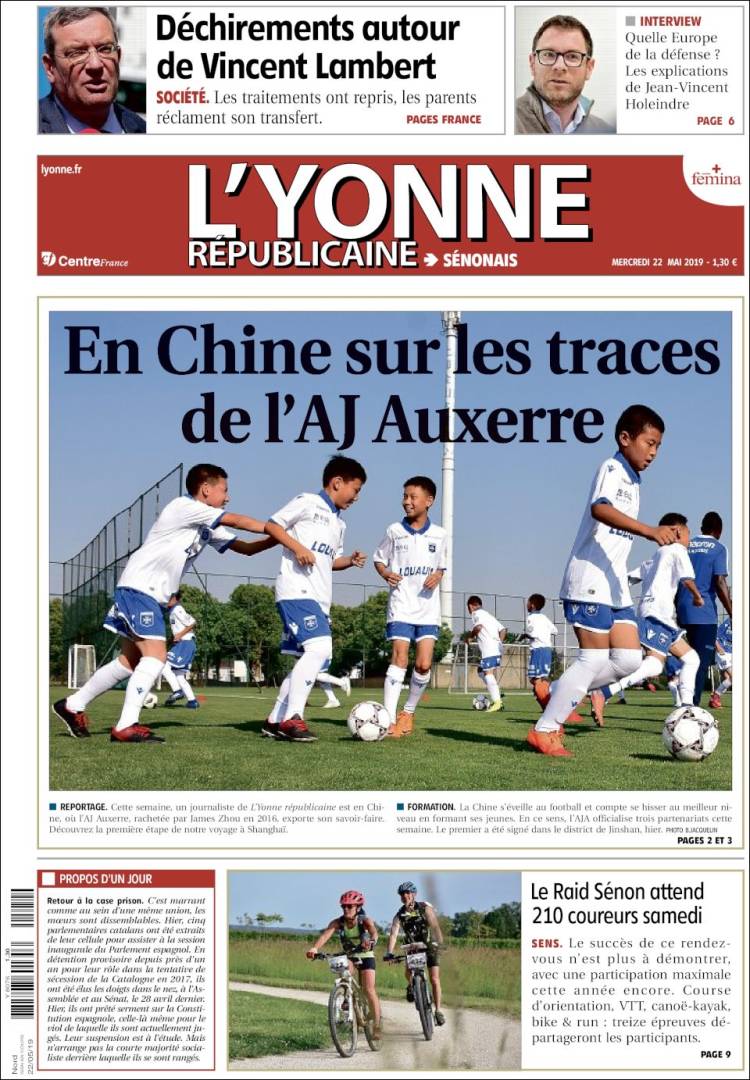 Portada de L'Yonne-Républicaine (Francia)